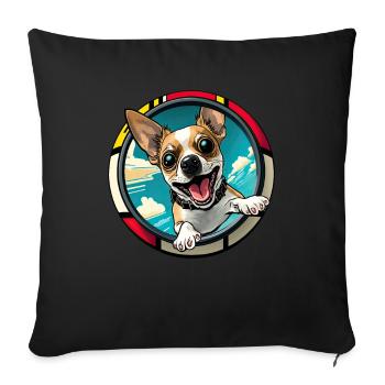 Dog Cartoon Chihuahua Design pour les amoureux des chiens - Housse de coussin décorative 45 x 45 cm - noir - Devant