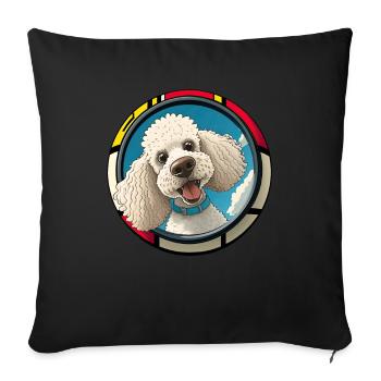 Dog Cartoon Poodle Design pour les amoureux des chiens - Housse de coussin décorative 45 x 45 cm - noir - Devant