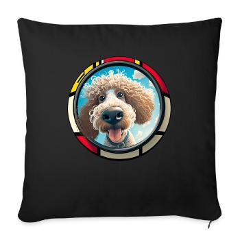 Dog Cartoon Poodle Design pour les amoureux des chiens - Housse de coussin décorative 45 x 45 cm - noir - Devant
