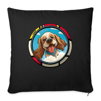 Dog Cartoon Cocker Spaniel pour les amoureux des chiens - Housse de coussin décorative 45 x 45 cm - noir - Devant
