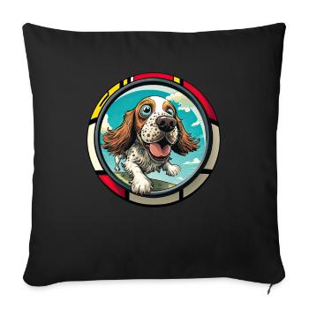 Dog Cartoon Cocker Spaniel pour les amoureux des chiens - Housse de coussin décorative 45 x 45 cm - noir - Devant