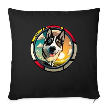 Hunde Cartoon Huskie Design für Hundeliebhaber - Sofakissenbezug 45 x 45 cm - Schwarz - Vorne
