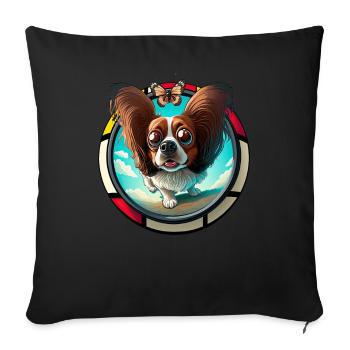 Dog Saying Papillon Design for Dog Lovers - Sofa pillowcase 17,3'' x 17,3'' (45 x 45 cm) - black - Front