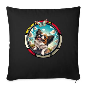 Dog Saying Papillon Design for Dog Lovers - Sofa pillowcase 17,3'' x 17,3'' (45 x 45 cm) - black - Front