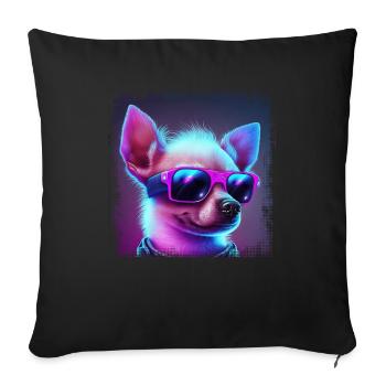 Dog Cartoon Chihuahua Design pour les amoureux des chiens - Housse de coussin décorative 45 x 45 cm - noir - Devant
