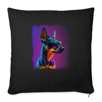 Chiens Cartoon Miniature Pinscher Design Dog Lovers - Housse de coussin décorative 45 x 45 cm - noir - Devant