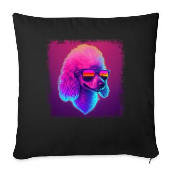 Dog Cartoon Poodle Design pour les amoureux des chiens - Housse de coussin décorative 45 x 45 cm - noir - Devant