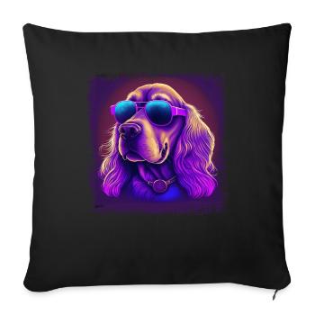 Dog Cartoon Cocker Spaniel pour les amoureux des chiens - Housse de coussin décorative 45 x 45 cm - noir - Devant