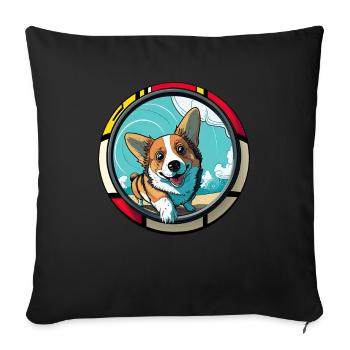Dogs CartoonWelsh Corgi Design for Dog Lovers - Sofa pillowcase 17,3'' x 17,3'' (45 x 45 cm) - black - Front