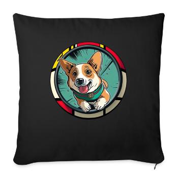 Dogs CartoonWelsh Corgi Design for Dog Lovers - Sofa pillowcase 17,3'' x 17,3'' (45 x 45 cm) - black - Front