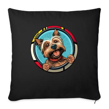 Chiens Dessin animé Yorkshire Terrier Design - Housse de coussin décorative 45 x 45 cm - noir - Devant