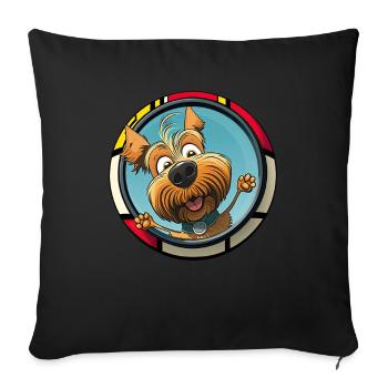 Chiens Dessin animé Yorkshire Terrier Design - Housse de coussin décorative 45 x 45 cm - noir - Devant