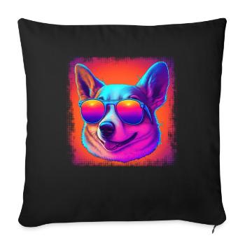Dogs CartoonWelsh Corgi Design for Dog Lovers - Sofa pillowcase 17,3'' x 17,3'' (45 x 45 cm) - black - Front