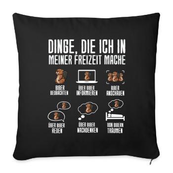 Dinge Die Ich In Meiner Freizeit Mache Biber - Sofakissenbezug 45 x 45 cm - Schwarz - Vorne