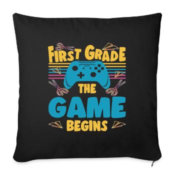 First Grade The Game Begins First Day of School - Sofa pillowcase 17,3'' x 17,3'' (45 x 45 cm) - black - Front