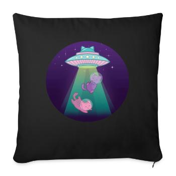 Cats UFO Spaceship Cat Space - Sofa pillowcase 17,3'' x 17,3'' (45 x 45 cm) - black - Front