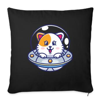 Chats UFO vaisseau spatial Cat Enfants - Housse de coussin décorative 45 x 45 cm - noir - Devant