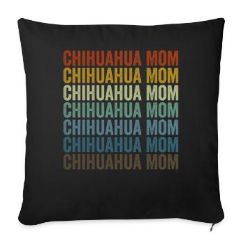 Chihuahua Mama Chihuahua Chien Chihuahua Propriétaire - Housse de coussin décorative 45 x 45 cm - noir - Devant