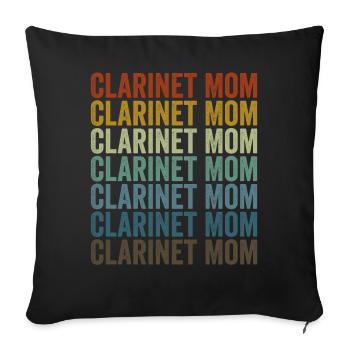 Clarinette Maman Clarinette Joueuse Maman - Housse de coussin décorative 45 x 45 cm - noir - Devant