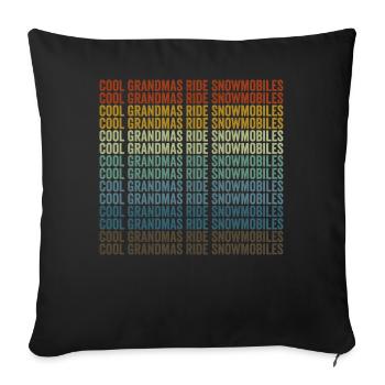 Cool mamies conduisant une motoneige - Housse de coussin décorative 45 x 45 cm - noir - Devant