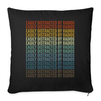 Facilement distrait par les radioamateurs - Housse de coussin décorative 45 x 45 cm - noir - Devant
