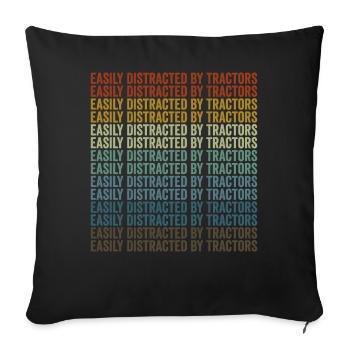 Facilement distrait par les tracteurs Tracteur Farm Truc - Housse de coussin décorative 45 x 45 cm - noir - Devant