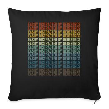 Easily distracted by Hereford's Hereford cow cattle - Sofa pillowcase 17,3'' x 17,3'' (45 x 45 cm) - black - Front