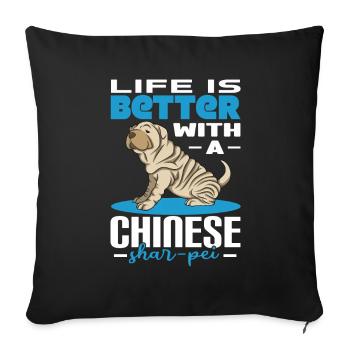 Shar Pei chinois - Housse de coussin décorative 45 x 45 cm - noir - Devant
