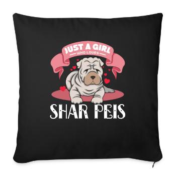 Shar Pei chinois - Housse de coussin décorative 45 x 45 cm - noir - Devant