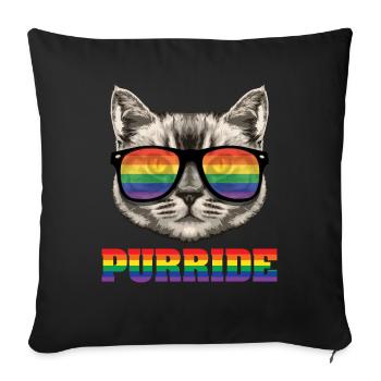 Purride Cat Rainbow Gay Gay - Sofa pillowcase 17,3'' x 17,3'' (45 x 45 cm) - black - Front