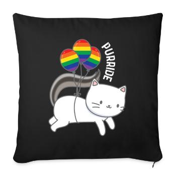 Purride Cat Balloon Rainbow Gay - Sofa pillowcase 17,3'' x 17,3'' (45 x 45 cm) - black - Front