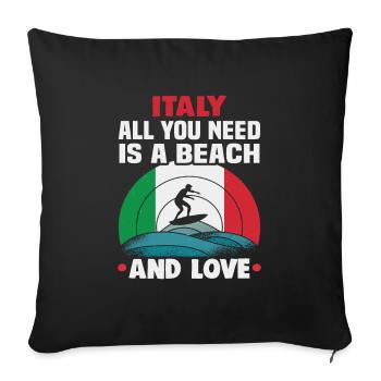 Italie vacances à la plage au bord de la mer Design beach motif - Housse de coussin décorative 45 x 45 cm - noir - Devant