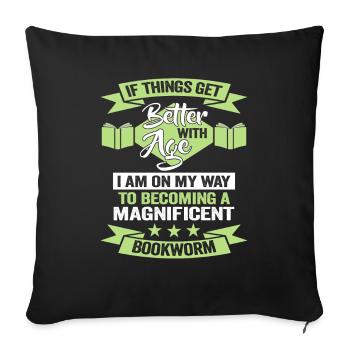 Reading books Bookworm Birthday Bookworm - Sofa pillowcase 17,3'' x 17,3'' (45 x 45 cm) - black - Front