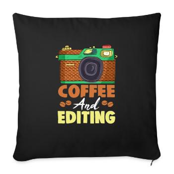 Photography Coffee and editing Photographer - Sofa pillowcase 17,3'' x 17,3'' (45 x 45 cm) - black - Front