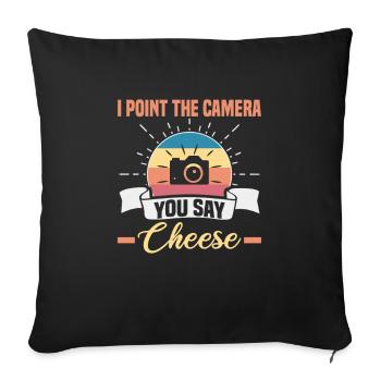 I point the camera you say cheese Photographer - Sofa pillowcase 17,3'' x 17,3'' (45 x 45 cm) - black - Front
