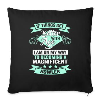 Bowling Designs Birthday Bowling Player - Sofa pillowcase 17,3'' x 17,3'' (45 x 45 cm) - black - Front