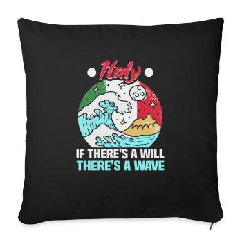 Italie vacances à la plage au bord de la mer Design beach motif - Housse de coussin décorative 45 x 45 cm - noir - Devant