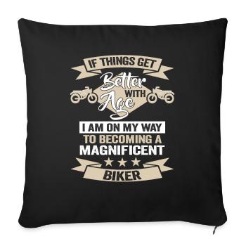 Motocycliste Birthday Biker Design - Housse de coussin décorative 45 x 45 cm - noir - Devant