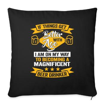 Buveur de bière Cadeau d’anniversaire Amateurs de bière - Housse de coussin décorative 45 x 45 cm - noir - Devant
