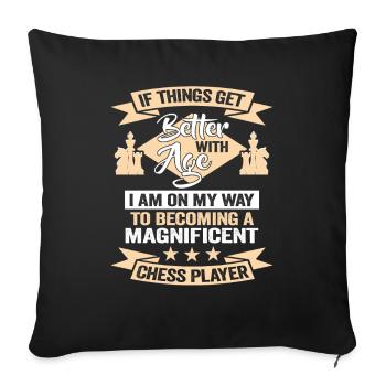 Joueur d’échecs Anniversaire Chess Club Party - Housse de coussin décorative 45 x 45 cm - noir - Devant