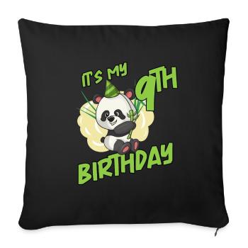 It's my 9th birthday panda - Sofa pillowcase 17,3'' x 17,3'' (45 x 45 cm) - black - Front