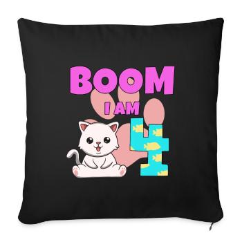 4th birthday cat - Sofa pillowcase 17,3'' x 17,3'' (45 x 45 cm) - black - Front