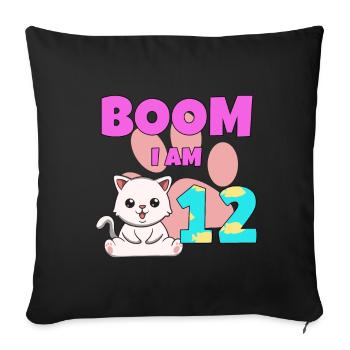 12th birthday cat - Sofa pillowcase 17,3'' x 17,3'' (45 x 45 cm) - black - Front