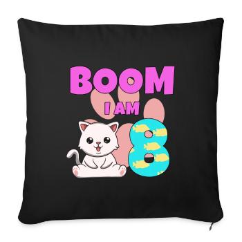 8th birthday cat - Sofa pillowcase 17,3'' x 17,3'' (45 x 45 cm) - black - Front