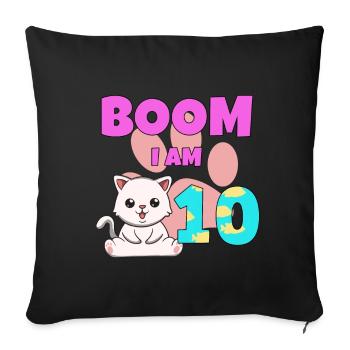 10th birthday cat - Sofa pillowcase 17,3'' x 17,3'' (45 x 45 cm) - black - Front