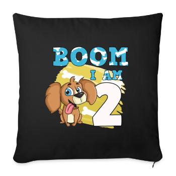 2nd birthday dog - Sofa pillowcase 17,3'' x 17,3'' (45 x 45 cm) - black - Front