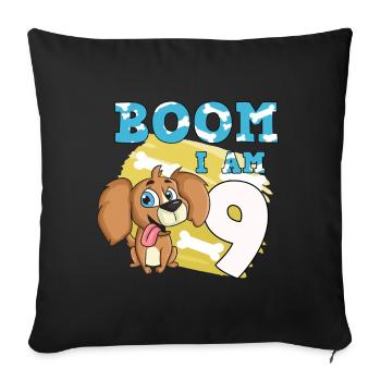 9th birthday dog - Sofa pillowcase 17,3'' x 17,3'' (45 x 45 cm) - black - Front