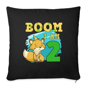 2nd birthday fox - Sofa pillowcase 17,3'' x 17,3'' (45 x 45 cm) - black - Front
