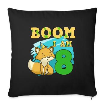 8th birthday fox - Sofa pillowcase 17,3'' x 17,3'' (45 x 45 cm) - black - Front