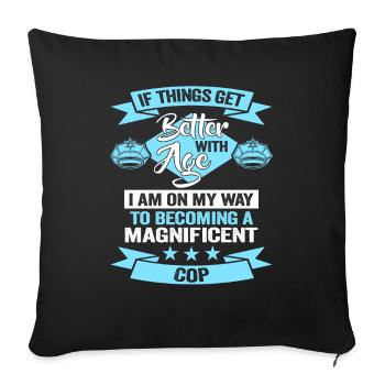 Police Anniversaire Police - Housse de coussin décorative 45 x 45 cm - noir - Devant